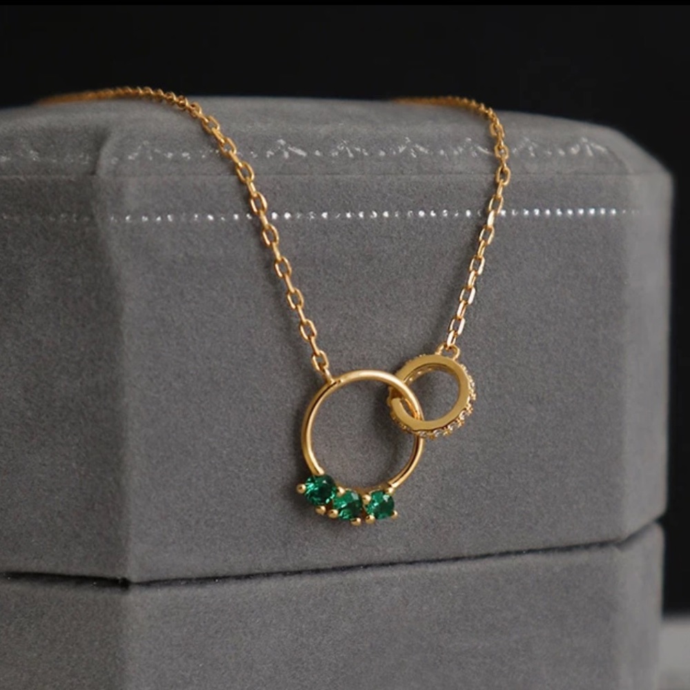 ⚡️Insta green zircon double circle necklace - Picture 3 of 5